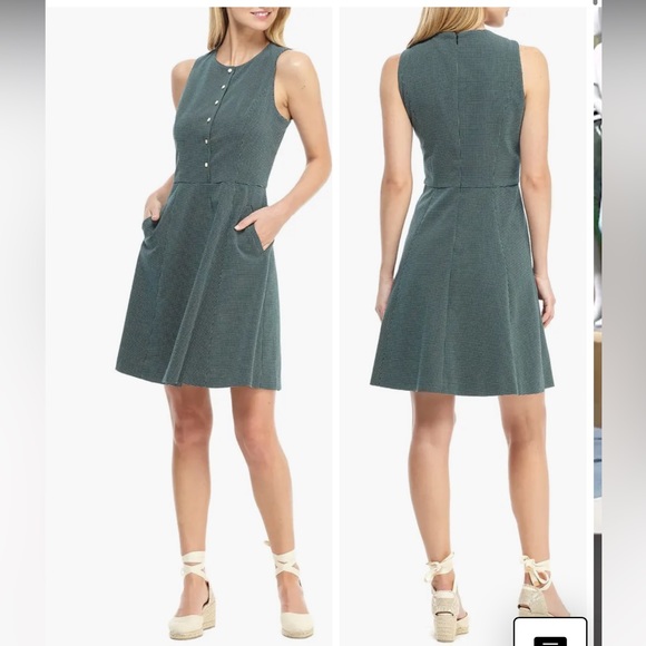 Gal Meets Glam Polka Dot Meg Sleeveless Jacquard Fit &Flare Button Front Dress 8 - Picture 12 of 12